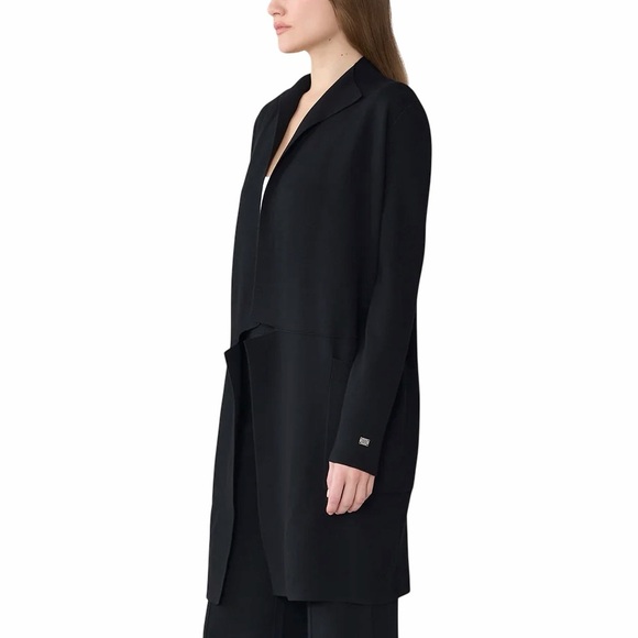 Soia & Kyo Benela Knee-Length Coatigan w/ Lapels Black Open-Front Cardigan Sz S - Picture 13 of 15
